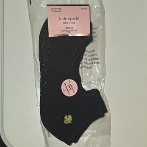 Kate Spade Black Pilates Grippy Socks with Gold Accent